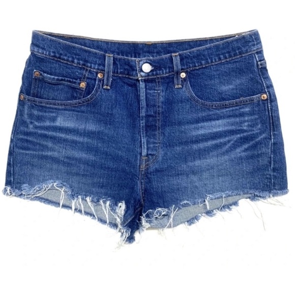 Levi's 501 Raw Hem High Rise Denim Shorts W30 EUC sz 30 - Picture 3 of 11